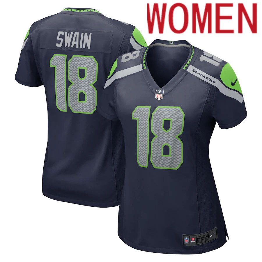 Women Seattle Seahawks #18 Freddie Swain Nike College Navy Game NFL Jersey